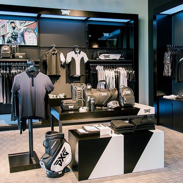PXG Chicago West apparel shopping displays.
